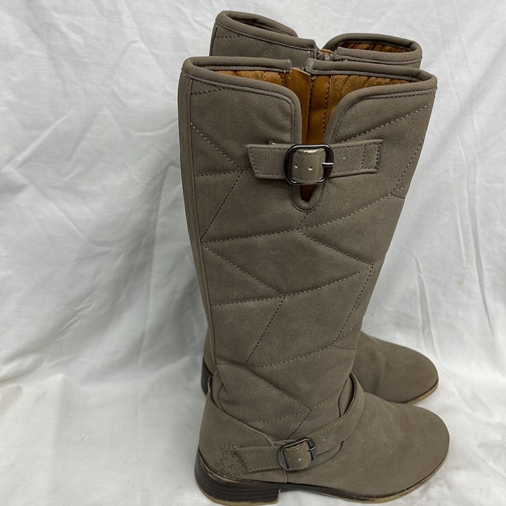 Lucky brand faux suede knee high boots girl sz 1m